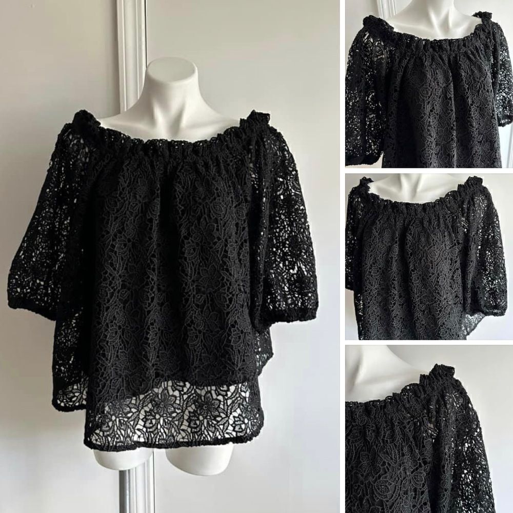Nwt Black Lace Top, Size Medium, Anthropologie Maeve